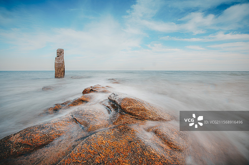 山东日照太公岛海浪图片素材