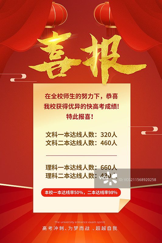 金榜题名考试录取通知书 祝贺插画海报模版 高考喜报 毕业季插画宣传 竖版图片素材