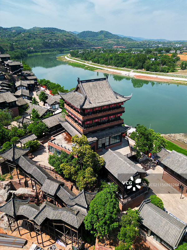 成都金堂五凤溪古镇 龙吟小镇图片素材