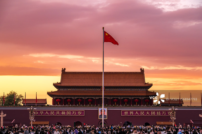 天安门广场晚霞图片素材