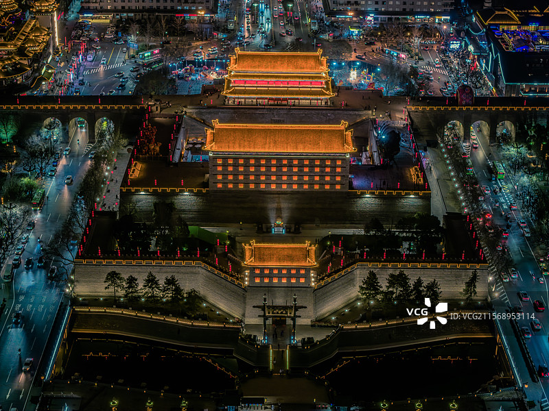 西安永宁门夜景图片素材