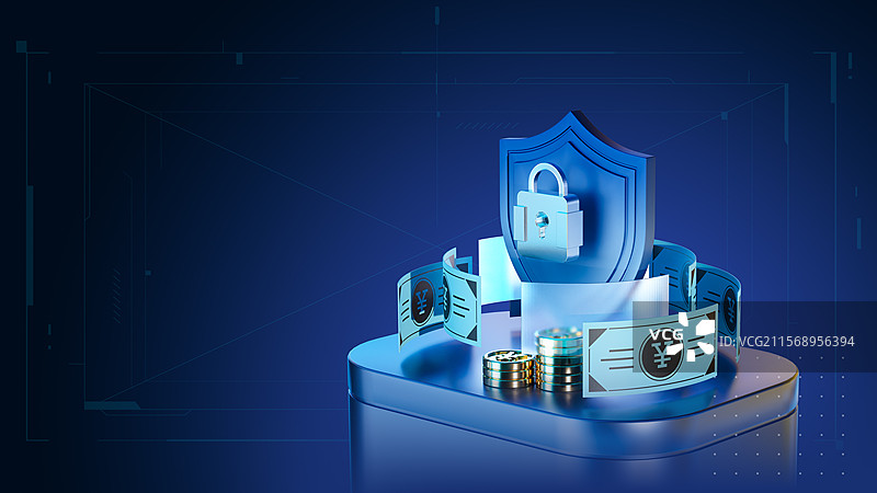 3D风格网络金融安全反诈主题插画图片素材