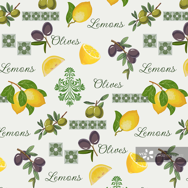 装饰性图案，包含橄榄和柠檬图片素材