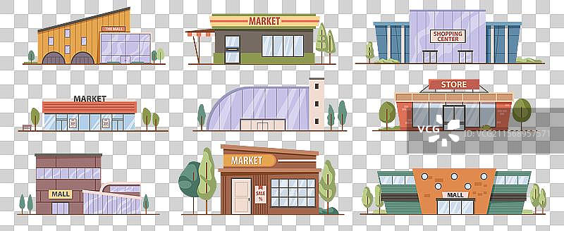 超市和商店建筑平面图图片素材