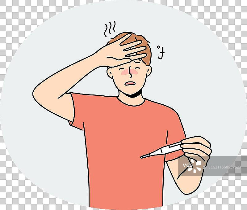 一个不健康的男人正在发高烧图片素材