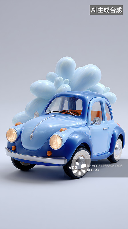 【AI数字艺术】蓝色卡通汽车模型图片素材