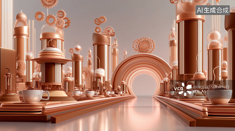 【AI数字艺术】未来城市空中楼阁图片素材