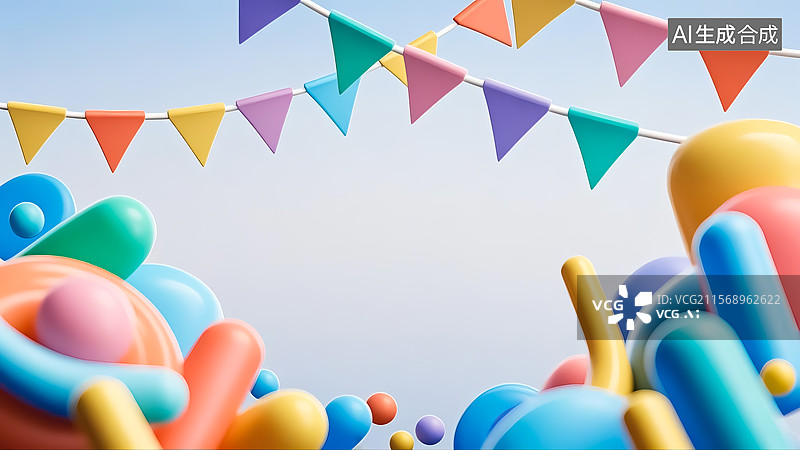 【AI数字艺术】彩旗插画图片素材