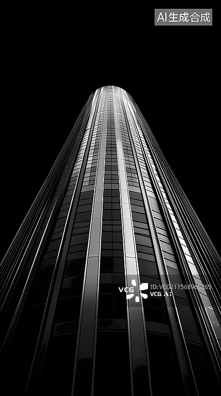 【AI数字艺术】数码科技黑白线条曲线建筑插画海报背景图片素材