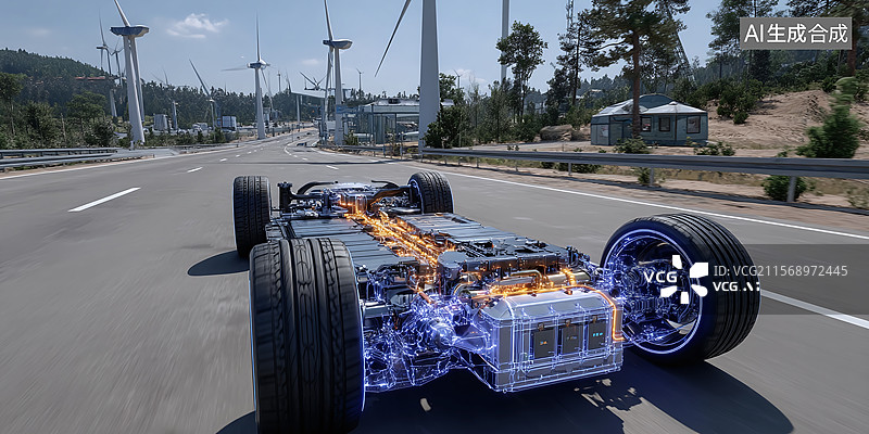 【AI数字艺术】新能源电动汽车，三电系统图片素材