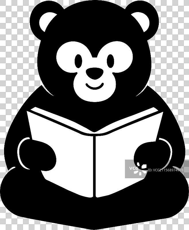 亚洲黑熊阅读图标图片素材