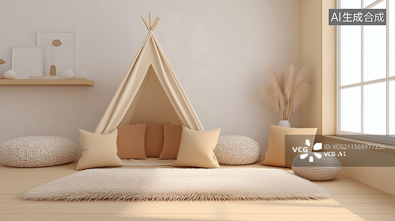 【AI数字艺术】温馨舒适的儿童游戏角图片素材