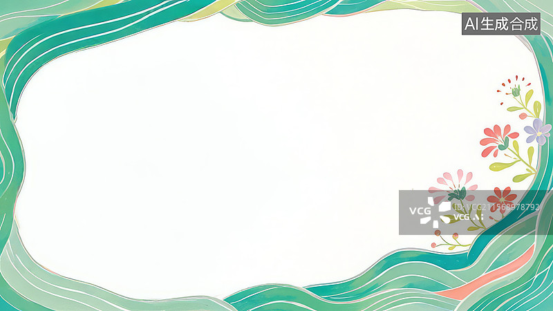 【AI数字艺术】花卉装饰边框背景图片素材