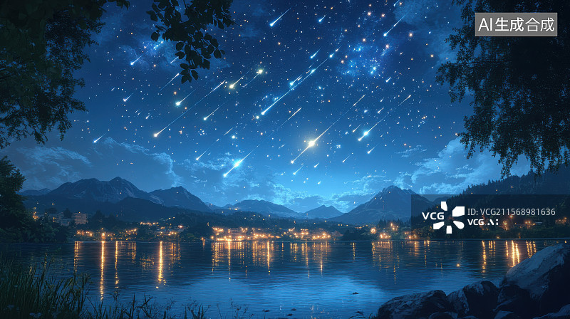【AI数字艺术】星空流星银河璀璨背景图片素材