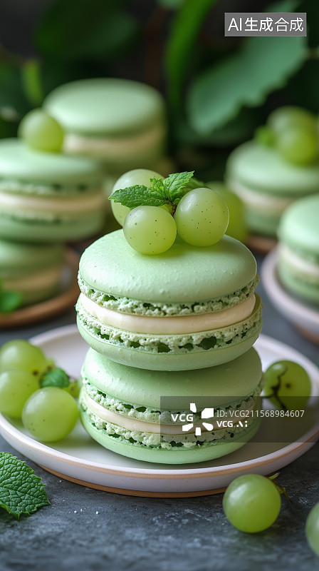 【AI数字艺术】马卡龙法式小圆饼图片素材