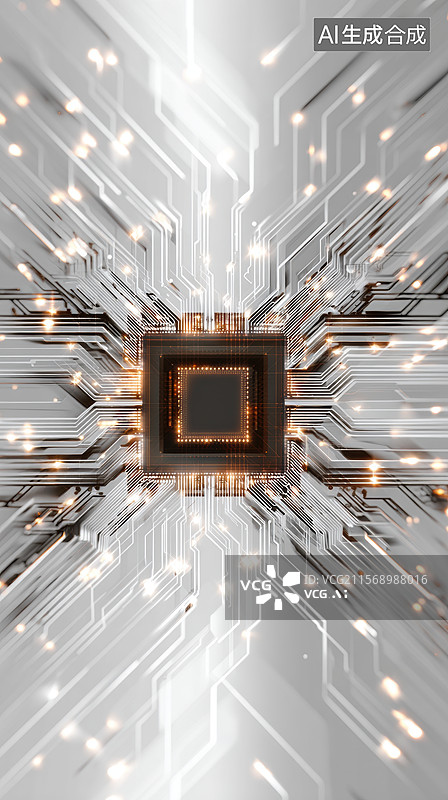 【AI数字艺术】中央处理器芯片与电路板图片素材