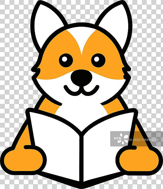 澳大利亚牧羊犬与书本的图标图片素材