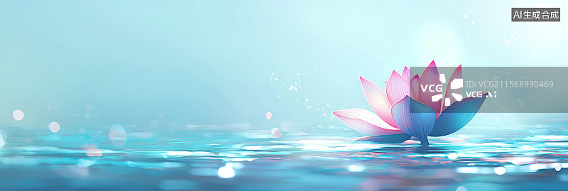 【AI数字艺术】莲花光斑感水面装饰场景图片素材