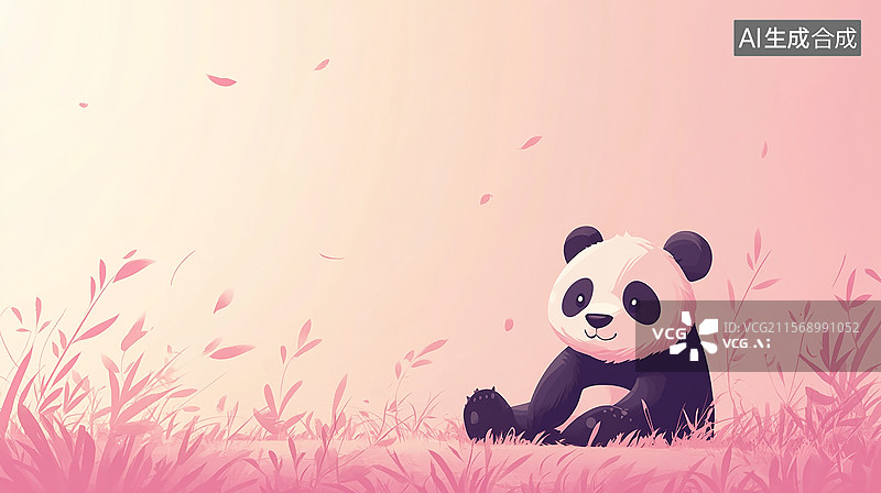 【AI数字艺术】中国风憨厚可爱大熊猫水墨插画图片素材