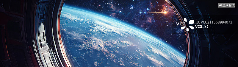 【AI数字艺术】透过空间站看向宇宙图片素材
