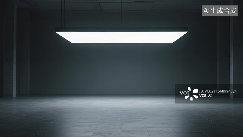 【AI数字艺术】灯光下的工业风极简黑色空间光影图片素材