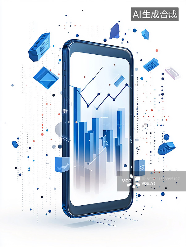 【AI数字艺术】手机上的金融股票数据分析报表图片素材