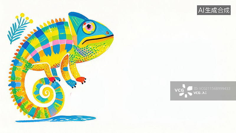【AI数字艺术】彩色卡通变色龙图片素材