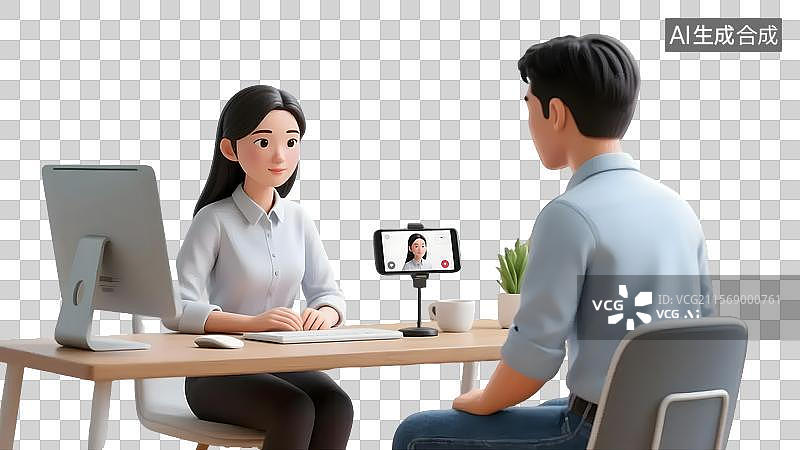 【AI数字艺术】免抠元素 3D风格面试人物2图片素材