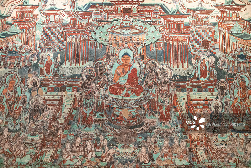 莫高窟第217窟西方净土变壁画（复制）图片素材