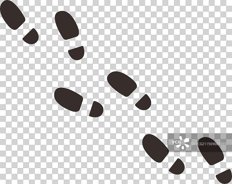 人类鞋子风格的脚印在小路上孤立。图片素材