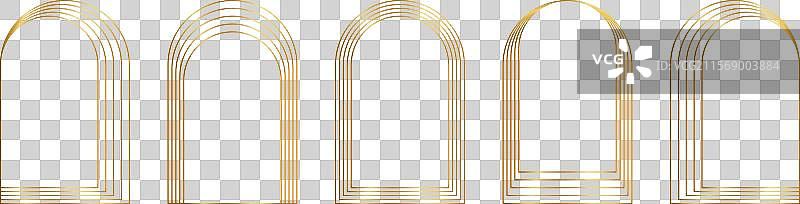 一组金色同心弧形框架，孤立在背景上图片素材