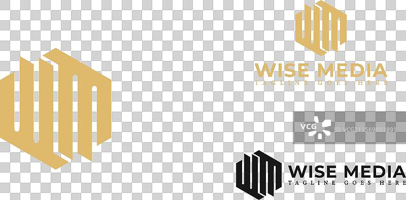 抽象的初始六边形字母wm或mw标志图片素材
