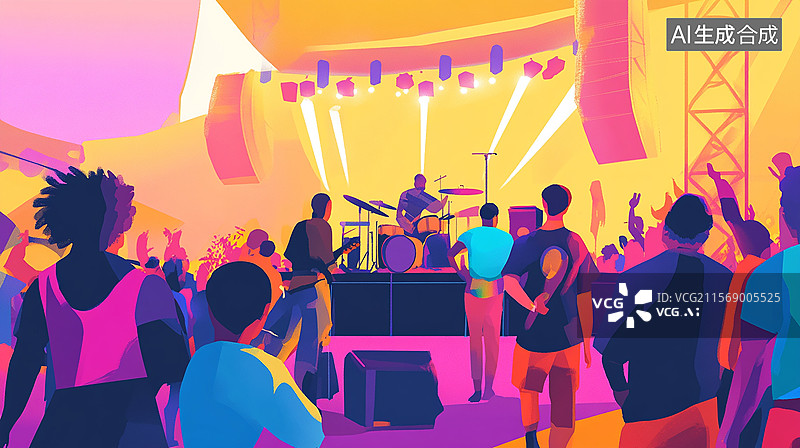 【AI数字艺术】音乐电音节派对，乐器摇滚现场表演图片素材