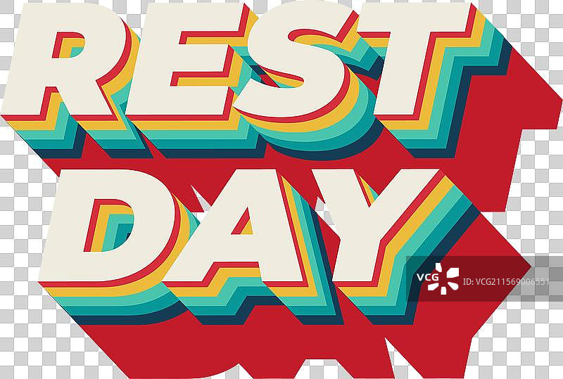 3D风格的休息日文字效果，色彩丰富图片素材