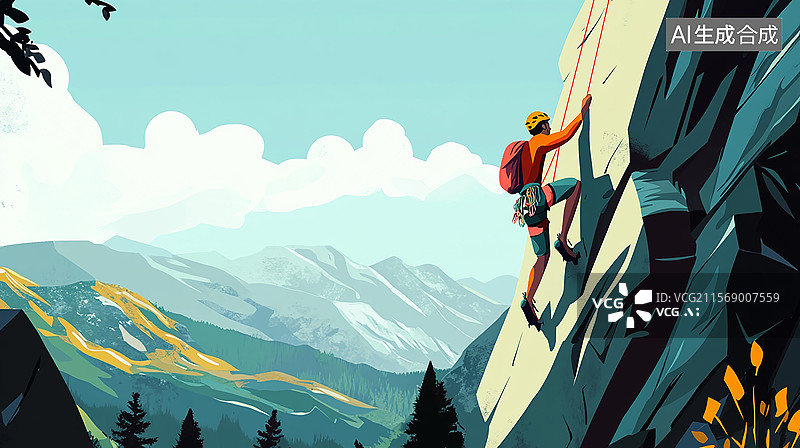 【AI数字艺术】极限运动，爬山攀岩运动员竞技运动图片素材
