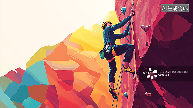 【AI数字艺术】极限运动，爬山攀岩运动员竞技运动图片素材