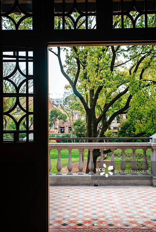 上海徐汇衡复风貌区，上海交响音乐博物馆建筑外观与室内展览图片素材