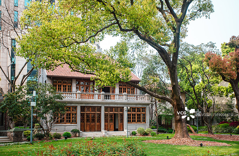 上海徐汇衡复风貌区，上海交响音乐博物馆建筑外观与室内展览图片素材