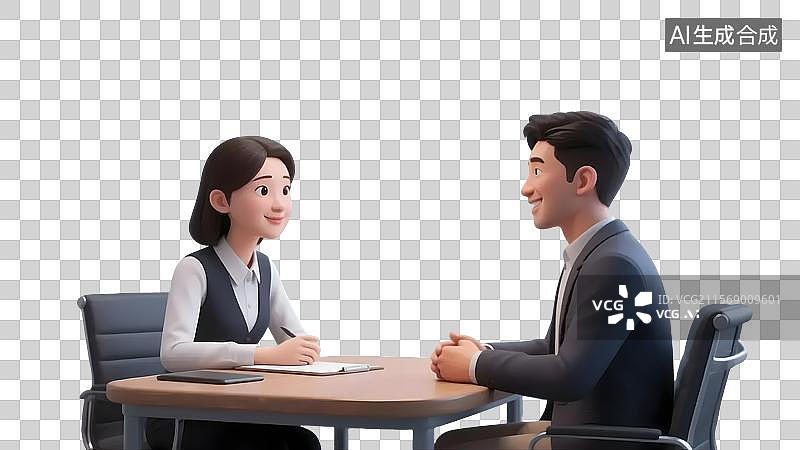 【AI数字艺术】免抠元素 3D风格面试人物10图片素材