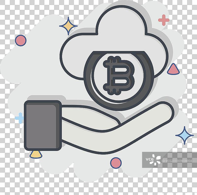 与加密货币相关的云图标图片素材