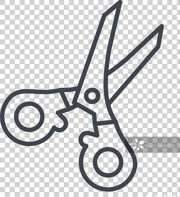 与缝纫相关的剪刀图标，线条风格图片素材