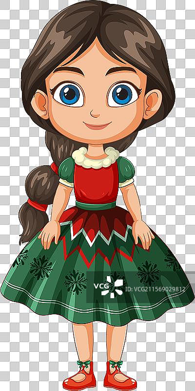 穿着假日服装、编着辫子的女孩图片素材