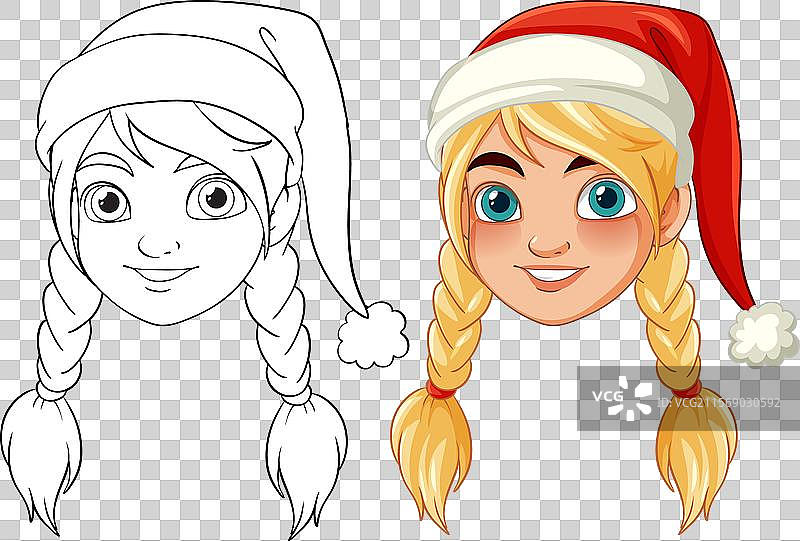 微笑的孩子戴着节日圣诞帽图片素材