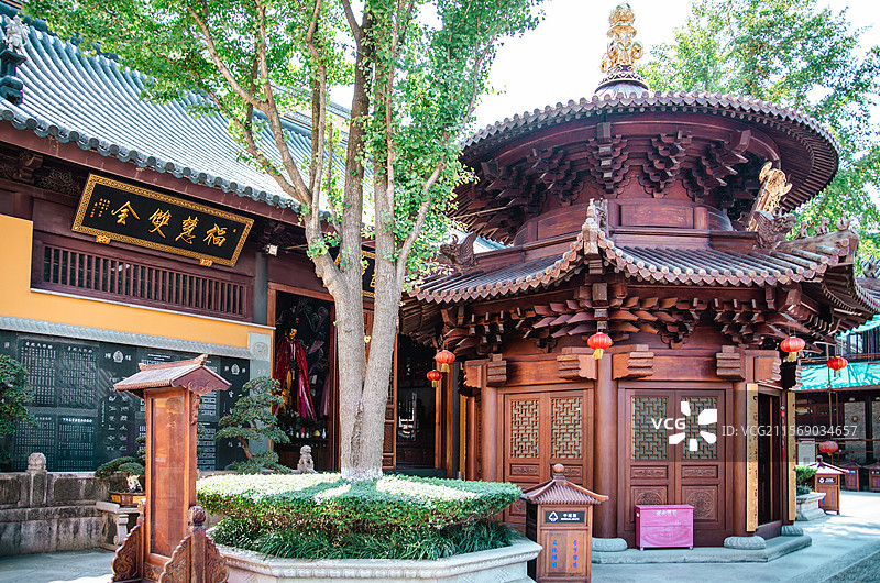 上海松江区西林禅寺内部建筑景观图片素材