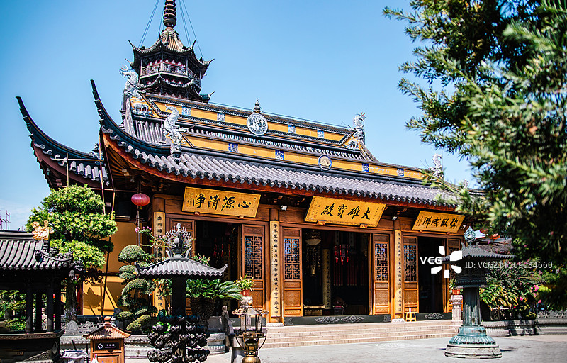 上海松江区西林禅寺内部建筑景观图片素材