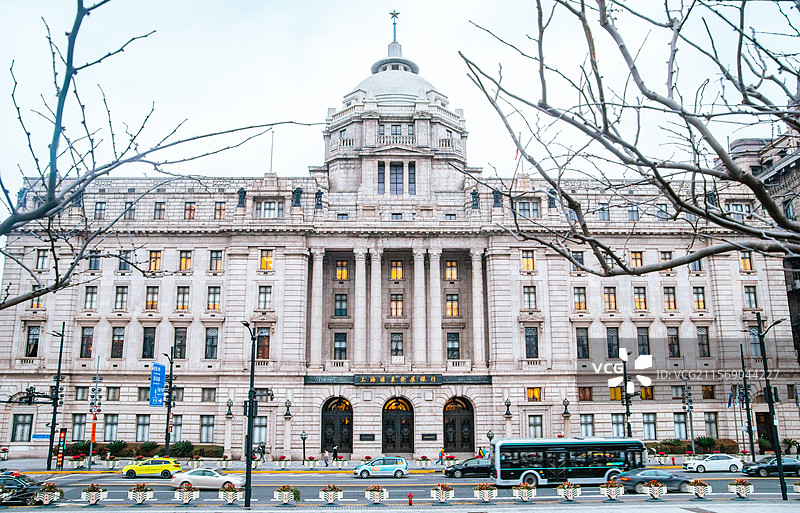 上海中山东一路外滩12号，汇丰银行大楼建筑外观与内部空间图片素材