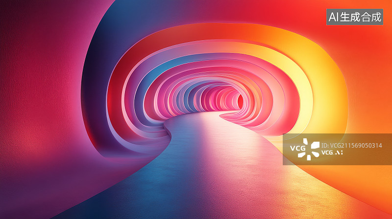 【AI数字艺术】彩色螺旋隧道图片素材