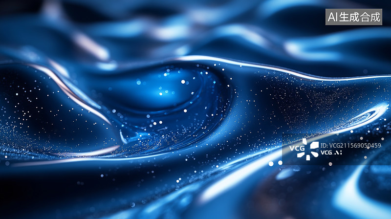 【AI数字艺术】深蓝色液体波纹图片素材
