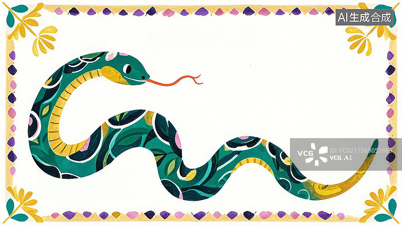 【AI数字艺术】彩色花纹蛇图案图片素材