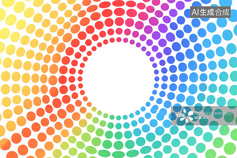 【AI数字艺术】彩虹渐变半色调圆点环形图案图片素材